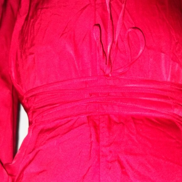 Flared Sleeve Solid Color Cross Waist Tie Back Dress - Picture 2 of 5